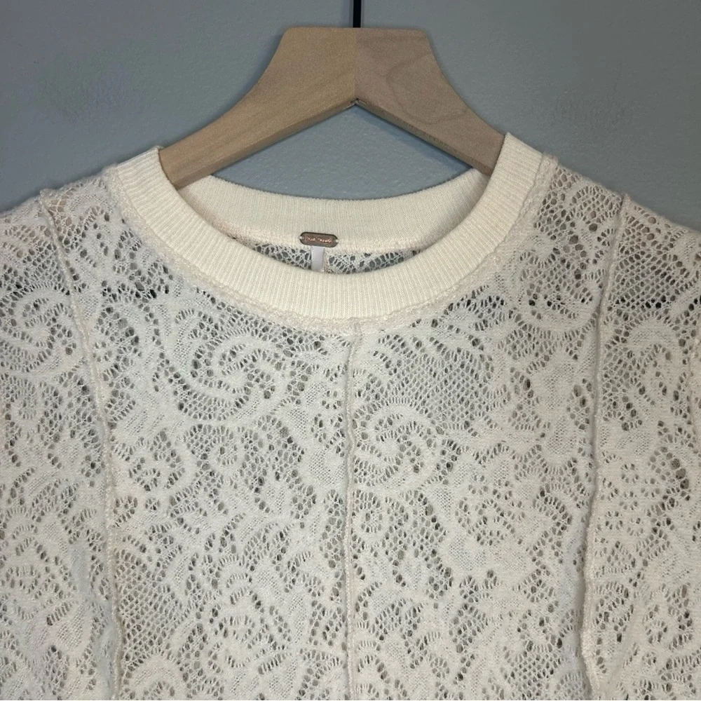 Free People Coffee In The Morning Tunic Sweater Top in Chamoix Cream, Size XS